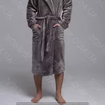 Чоловічий сірий халат велсофт (90054) (арт. 1202)