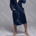 Чоловічий синій халат велсофт з поясом (90055) (арт. 1202)