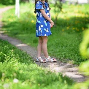 Синее платье для девочек из стрейч-атласа M.C.Collection