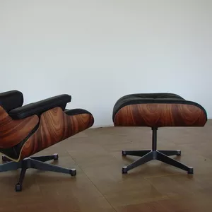Кресло Релакс с оттоманкой,  натуральная кожа Eames Lounge Chair & Otto