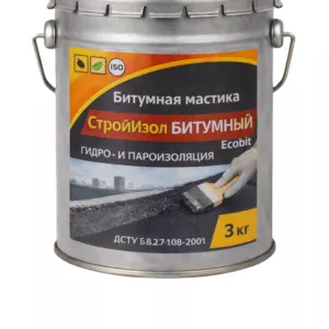 Битумная мастика СтройИзол Битумный ЭКОБИТ ведро 3, 0 кг 