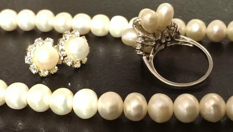Продам ожерелье+кольцо+серьги из жемчуга 2