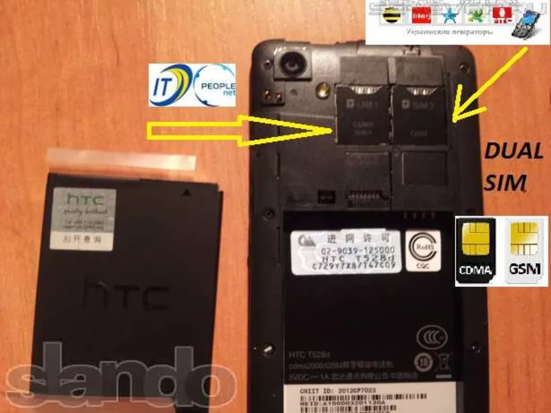 В НАЛИЧИИ.ТОРГ. НОВЫЙ HTC ONE SC t528d gsm+cdma (одновремено) 2sim 
