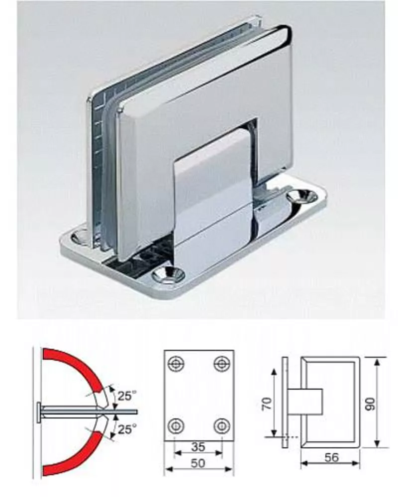 Фурнитура для душевых кабин и стеклянных конструкций 2