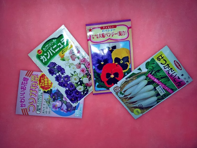 Семена. Набор японских семян - цветы и мини-дайкон Япония цена за 4шт!