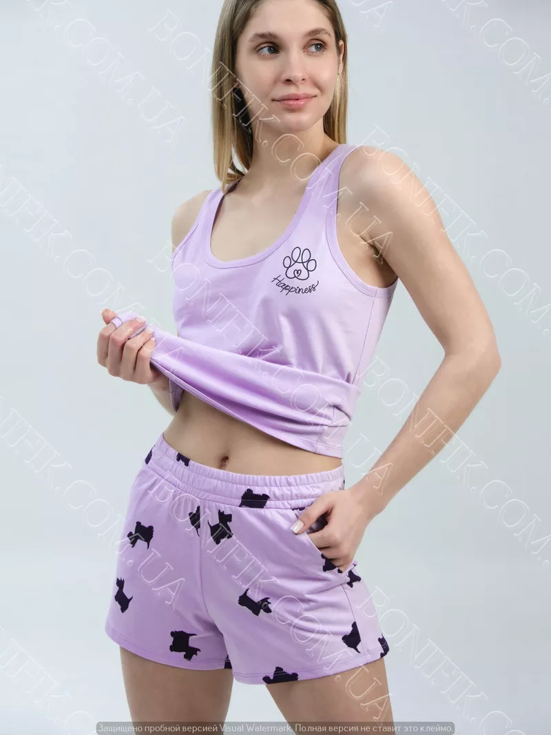 Жіноча піжама з майкою та шортами «Lavender Puppies» (12063) арт. 1637 2