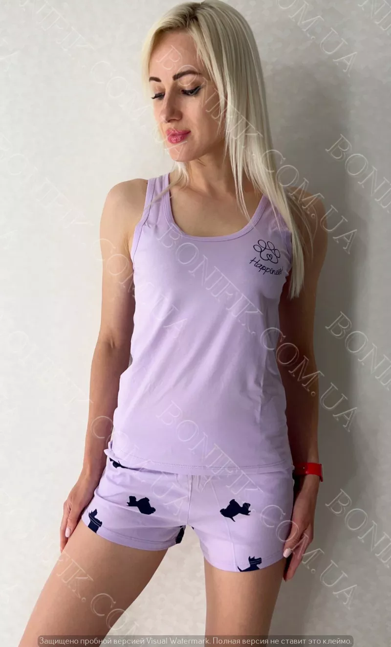 Жіноча піжама з майкою та шортами «Lavender Puppies» (12063) арт. 1637