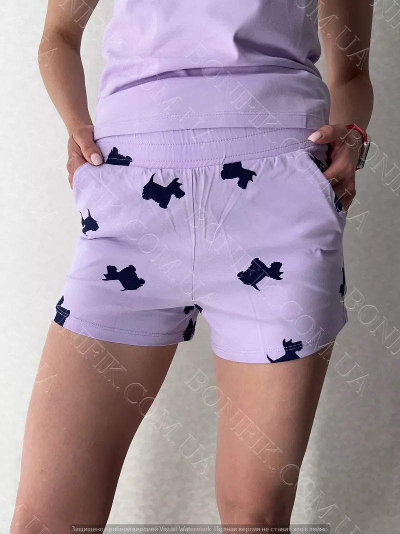 Жіноча піжама з майкою та шортами «Lavender Puppies» (12063) арт. 1637 3