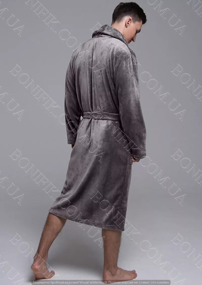 Чоловічий сірий халат велсофт (90054) (арт. 1202) 2