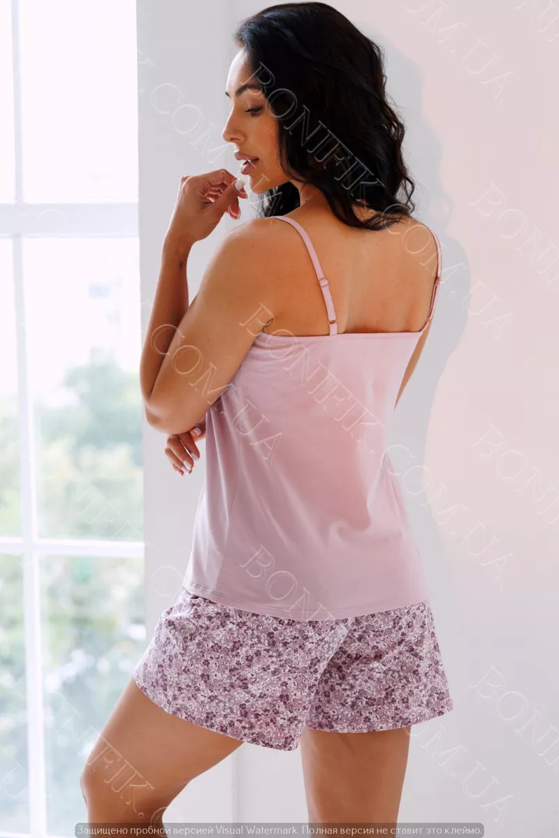 Жіноча рожева бавовняна піжама 