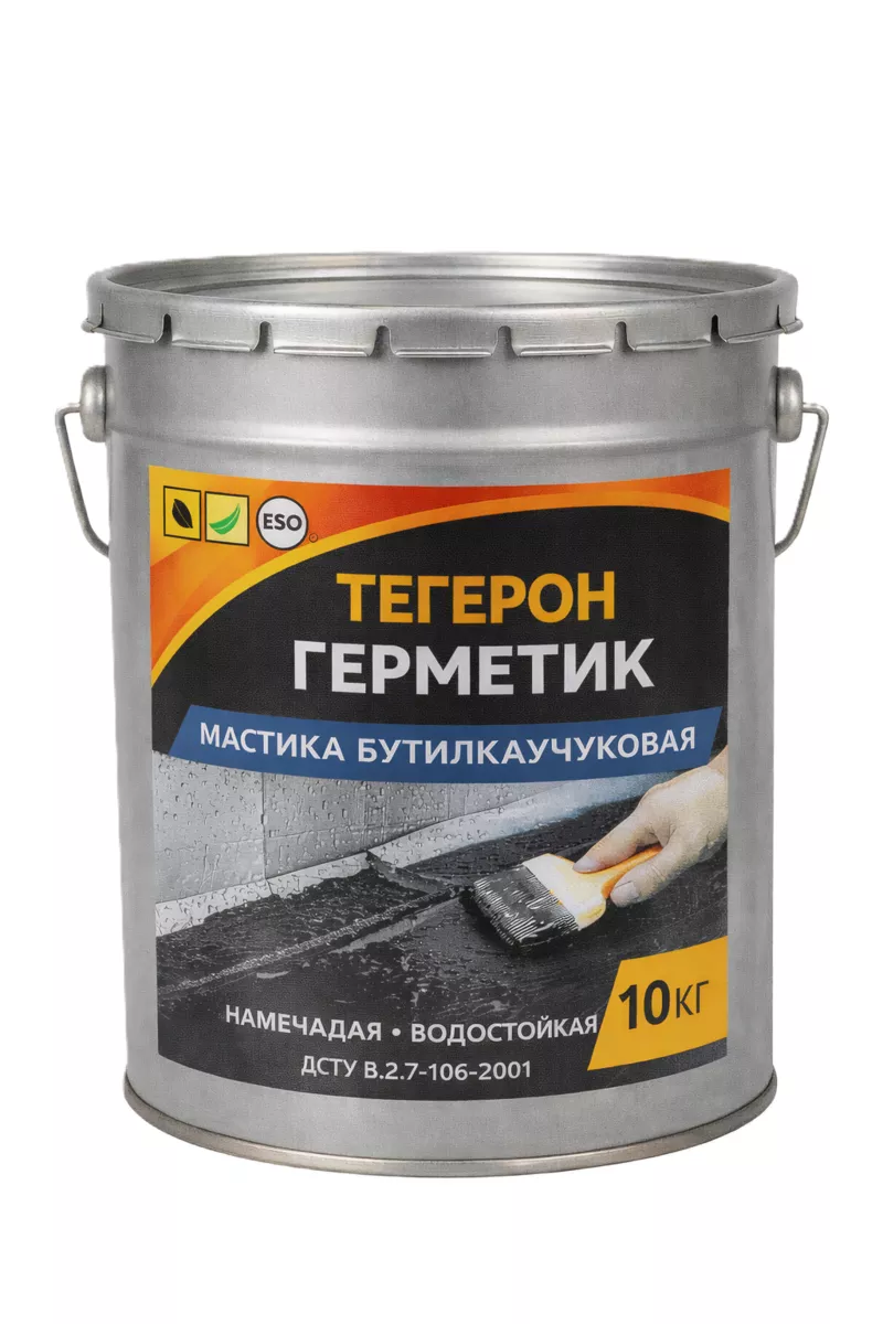 ТЕГЕРОН Герметик ЭКОБИТ ведро 10, 0 кг мастика бутилкаучуковая 