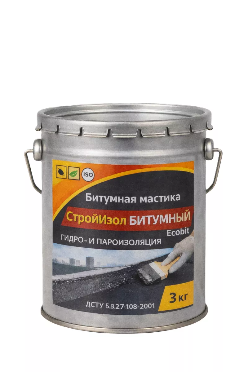 Битумная мастика СтройИзол Битумный ЭКОБИТ ведро 3, 0 кг 